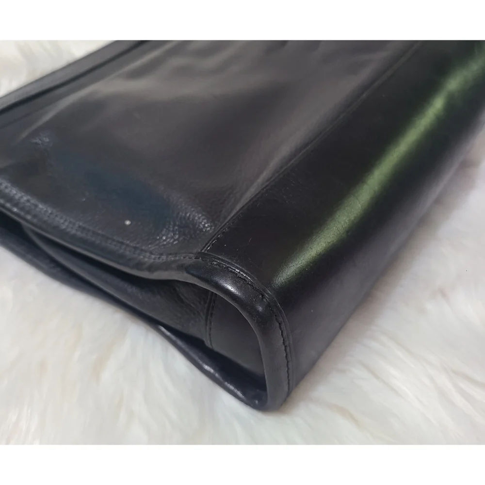 Vintage TUMI Black Leather Zippered Business Clutch